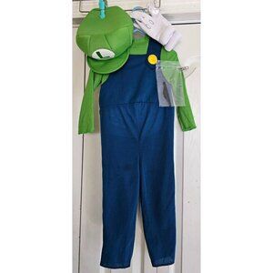 Super Mario Luigi Costume Toddler 2T Hat Gloves Plush Stuffed Bubble Belly Boys